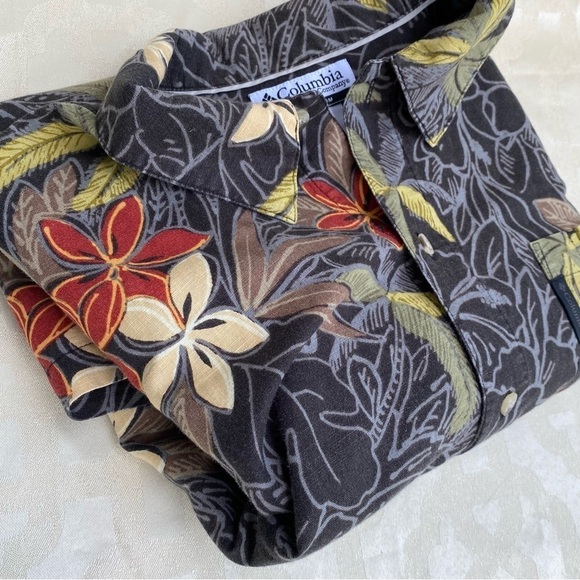 Columbia Linen Blend Tropical Hawaiian Style Resort Shirt Size XL - Picture 2 of 9